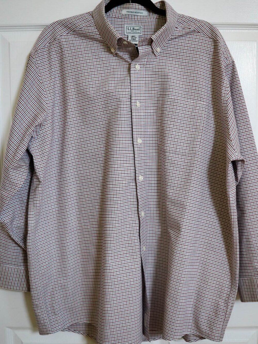 LL Bean 100% Cotton Men's Wrinkle Resistent Button Down Shirt Sz 17 1/2 33 XXL